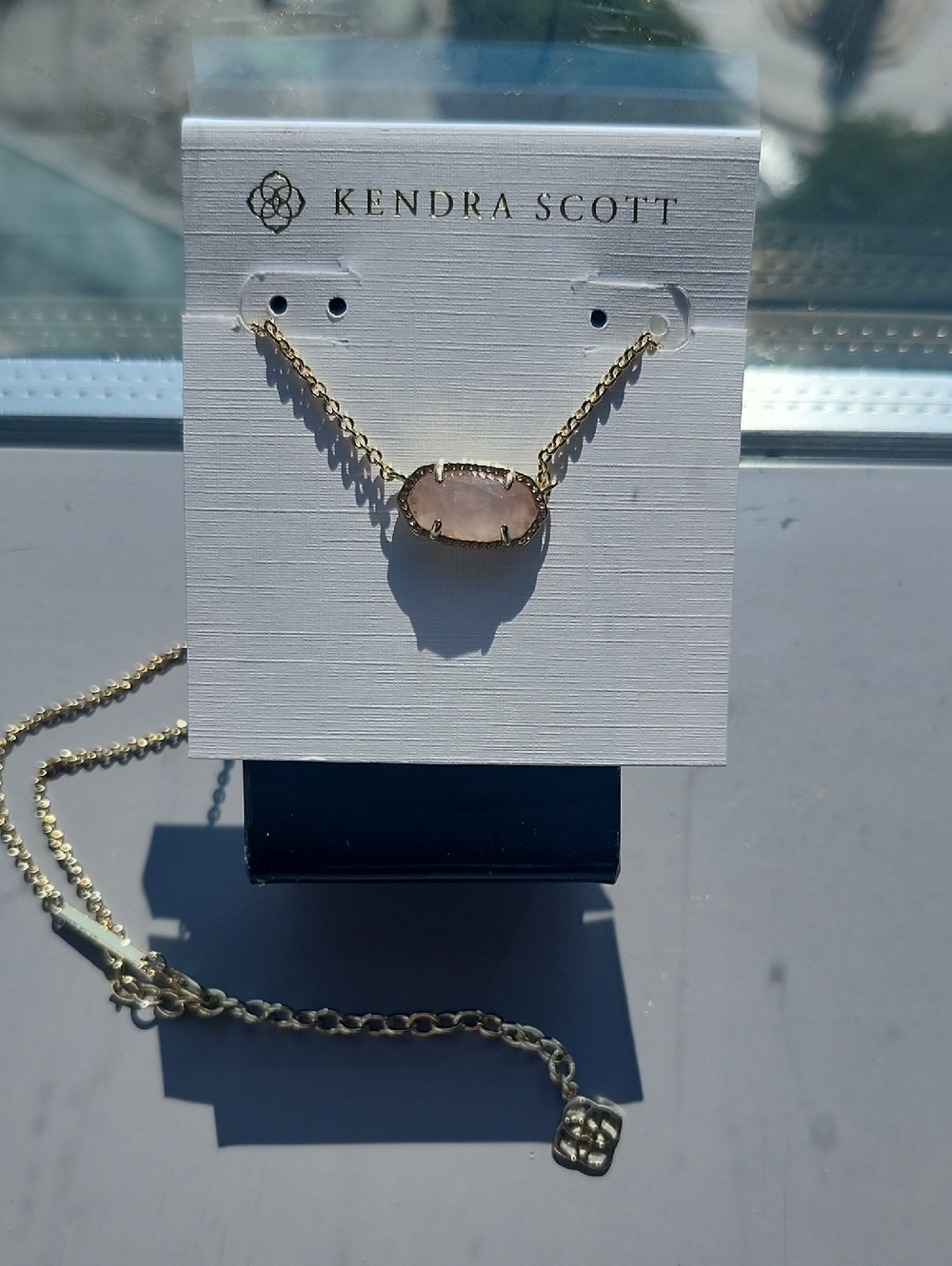 Kendra Scott Gold Necklace with Blush Pink Stone